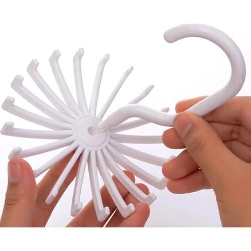 Linbaiway Multifunction 1Pcs Plastic Rotating 20 Hooks Tie Rack Neck Tie Hanger Holds for Mens Adjustable Ties Hanger Organizer