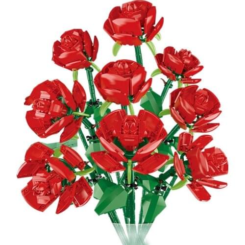 10289 Simulation Rose Fomantic Flower Bouquet Building Block Bricks Toys Pricness Kit Set Gift for Kid Girl Friend