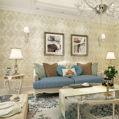 Non-Woven European Style 3D Florals Embossed Wallpaper Living Room TV Sofa Backdrop Wall Home Decor Eco-Friendly Wall Paper Roll