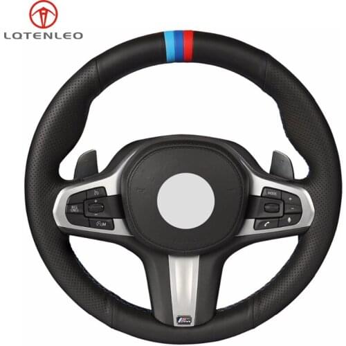 LQTENLEO Steering Wheel Cover Black Genuine Leather For BMW M Sport G30 G31 G32 G20 G21 G11 G12 G14 G15 G16 X3 G01 X4 G02 X5 G05
