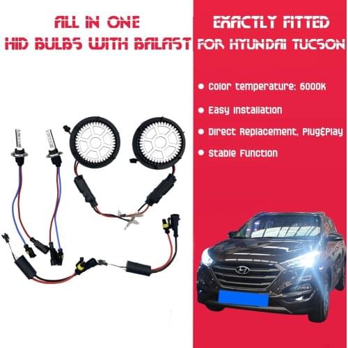 Generation 55W All In One Hi/Lo Beam Error Free H7 Lamp Bulbs Alloy Ballasts Cover HID HeadLights For Hyundai Tucson 2015-2017