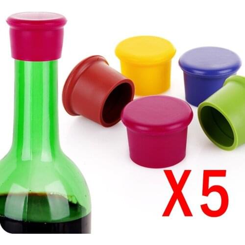 5pcs/lot Bar Tools Wine Bottle Silicone Preservation Stoppers Kitchen Wine Champagne Stopper Beverage Closures
