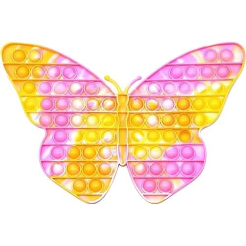 Silicone Tie-Dye Butterfly Push Bubble Large Sensory Squeezing Toy Anti-stress Relaxing Fidget Toys Stress Relieve Autism Needs