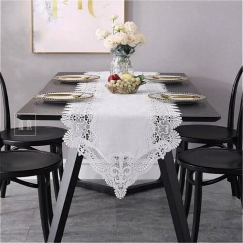 Modern Minimalist Cotton Water Soluble Lace Tablecloth Coffee Table Runner Mats Flag Banquet Christmas Wedding Party Decoration