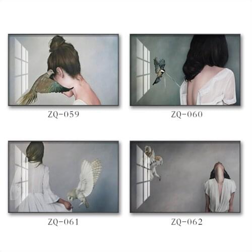Modern Figure Painting Canvas Large Poster Decorative Wall Art Beauty Printing Waterproof Mural Family Gift 120x60 CM Bird Girl