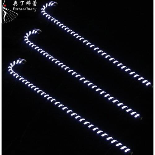 1 Pcs LED Crutch Light Up Cane Belly Dancing Flashing White Canes Women Men Jazz Dance For Stage Performance Party As Gift