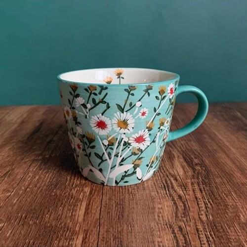 Japanese Cup Hand-painted Mug Lovely Style Coffee Cup Ceramic Simple Drinking Cup Cereal Breakfast Cup Mermaid Mug