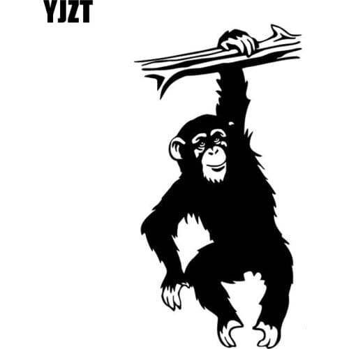 YJZT 8.9CM*16.8CM Monkeys Hanging From Branches Decor Car Sticker Car Door Vinyl Decal Black/Silver C4-1873