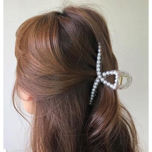 Korean ins pearl temperament wild simple side clip back head hair grab hair clip French grab clip headdress