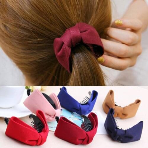 2021 New Summer Solid Large Bow Cotton Hair Claws Elegant Hairpins Crab Clips Headwear For Women Girls Hair Accessories
