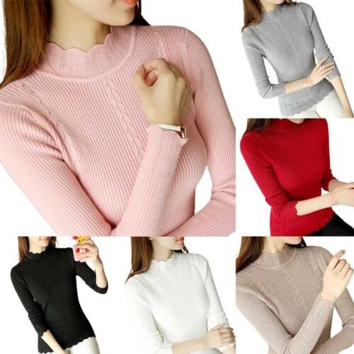 Spring Women Knitwear Sweaters Solid Color Long Sleeve Turtleneck Sweater for Women Slim Basic Top Pullovers Women Sweater Top