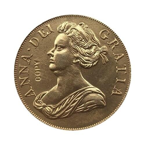 24 - K gold plated 1713 United Kingdom 1 Guinea - Anne coins copy