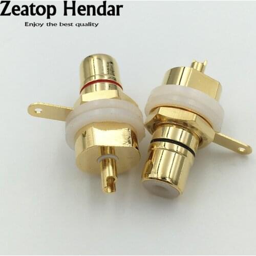 4Pcs Copper RCA Phono Female Chassis Socket Panel Mount Jack Connector Red and Black