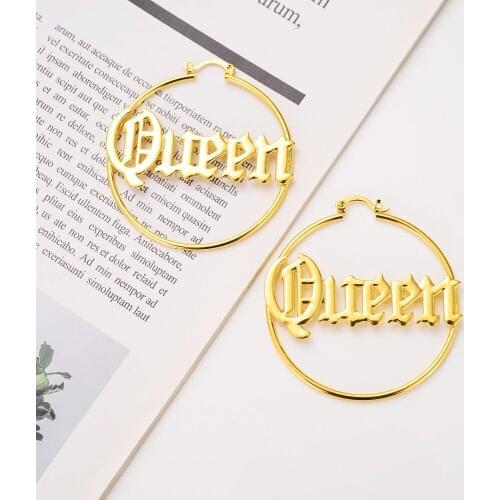 60mm size Big Gold round punk Hoop Earrings Jewelry Wholesale Trendy Pattern Round Earrings For Women wedding bridal party gifts