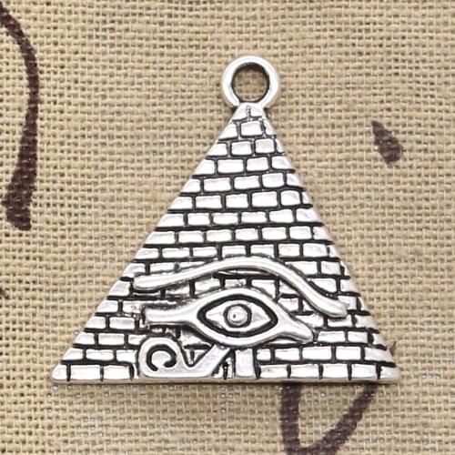 8pcs Charms Egyptian Pyramid Eye Of Horus 30x31mm Antique Silver Color Pendants Making DIY Handmade Tibetan Silver Color Jewelry