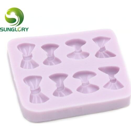 8xBowknots Silicone Mold Bow Moldes De Silicona 3D Party Decoration Fondant Mold For Soap Gum Paste Cupcake Mold Baking Tools
