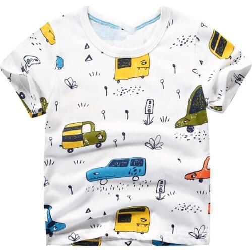 Bambino 2021 White Summer Tee for Boys 2-7 Years Dinosaur T Shirt of Children Top Clothes of School Kids 100% Cotton Clothing