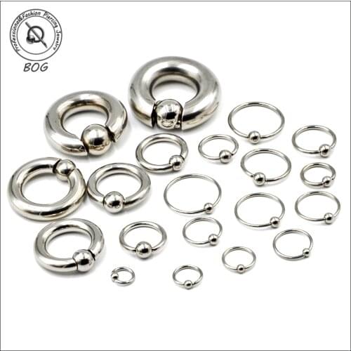 2PCS Surgical Steel Large Size Captive Bead Ring Ear Hoop Nose Ring Ear Tragus Cartilalge Piercing Nipple Ring Body Jewelry