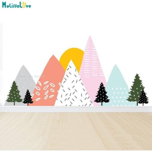 Large Size Custom Colors Mountains Wall Decals Nature Lovely Scene New Removable Tree Murals DIY YT5949