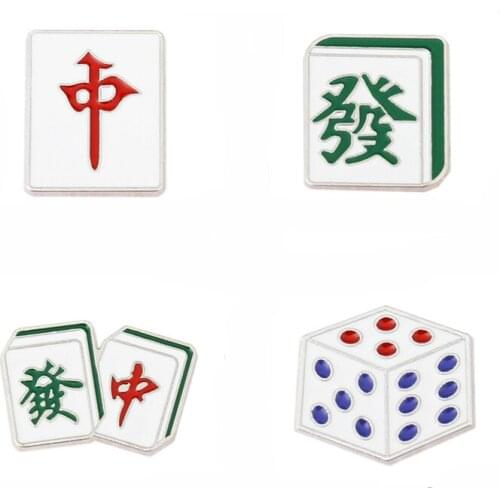 Chinese style traditional mahjong brooch, creative and versatile student pins, bag decoration badges, gifts for friends