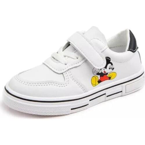 Disney Brand White Shoes For Children Boy Girl Fashion Cartoon Mickey Kids Sports Shoes Running Sneakers Boys Casual Shoes