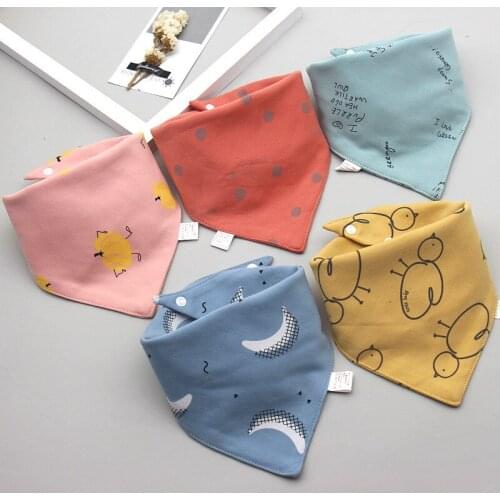 Baby Bibs Triangle Double Cotton Bibs 5 pieces/lot Cartoon Print Saliva Towel Baby Boys Girls Feeding Apron Cotton Bandana Bibs