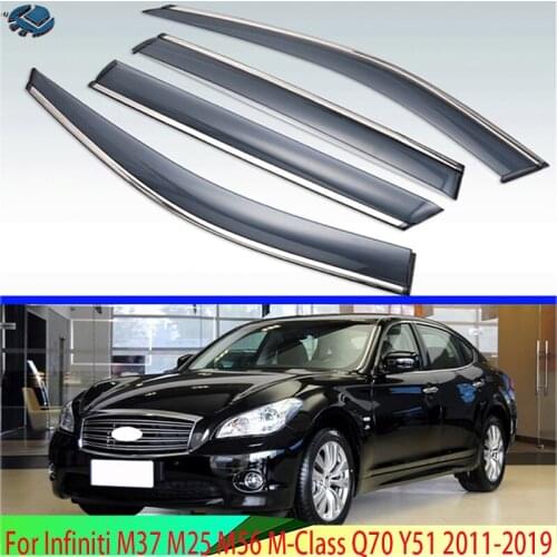 For Infiniti M37 M25 M56 M-Class Q70 Y51 2011-2019 Plastic Exterior Visor Vent Shades Window Sun Rain Guard Deflector 4pcs