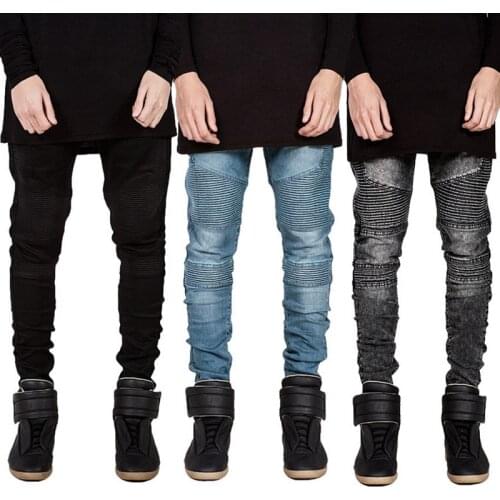 Mens Denim Jeans Pants Slim Fit Straight Leg Skinny Trousers Moto Biker Fashion Comfortable Simplicity Casual Trend All-Match