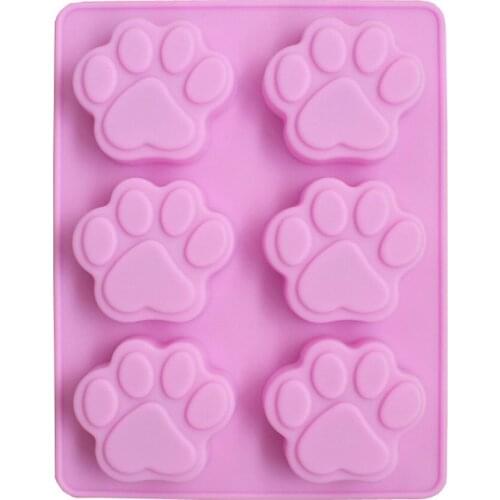 Six lines of silica gel cake mold for dog footprints 6 pieces of cat PAWS for high temperature resistant cake molddropshipping