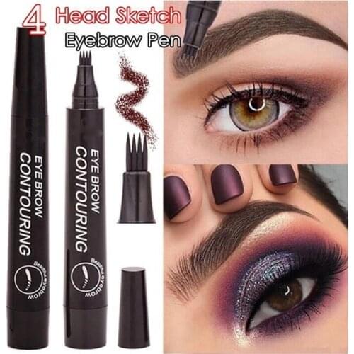 4 Head Tattoo Eyebrow Pencil 3D Wild Eyebrow Pen Waterproof Brow Eyes Makeup Female Cosmetics 5 Colors Distinct Eyebrow Pencil