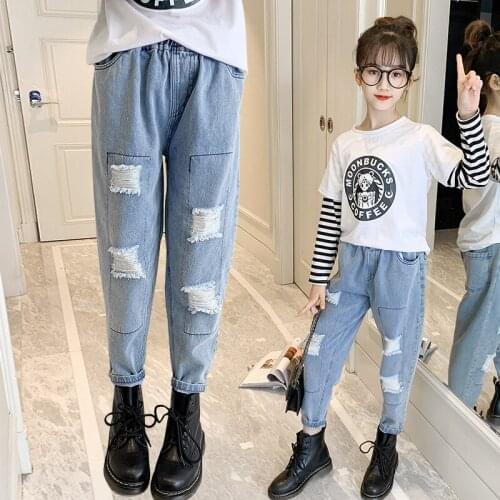 KLFLGD Ripped Jeans For Girls