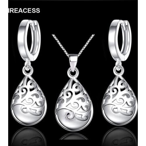 New Arrival Luxury Brand Wedding Jewelry Sets With Cats eye Stone Hollow Pendant Necklace And Earrings Set Jewellery For Women