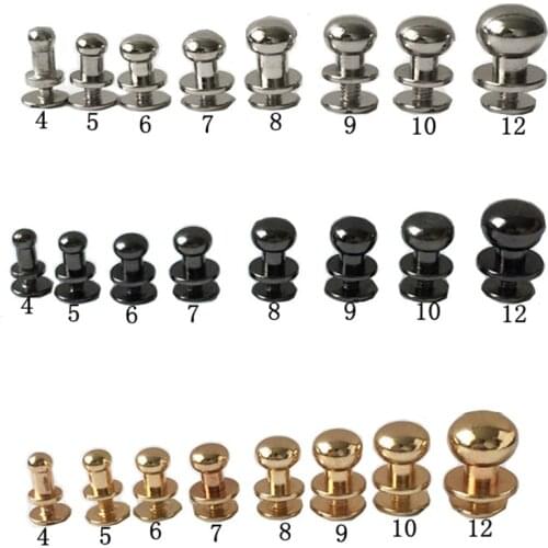 30pcs high quality Copper Stud Chicago screws Round Head Solid Nail Leather Screw Rivet Chicago Base Bags Decoration Metal Parts