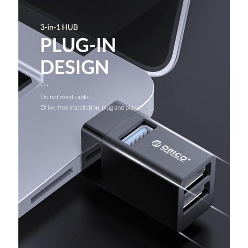 MINI-U32 Mini 3 in 1 In-Line USB HUB 3-port Powered Multi Splitter Extender Adapter for Laptop Dock Station