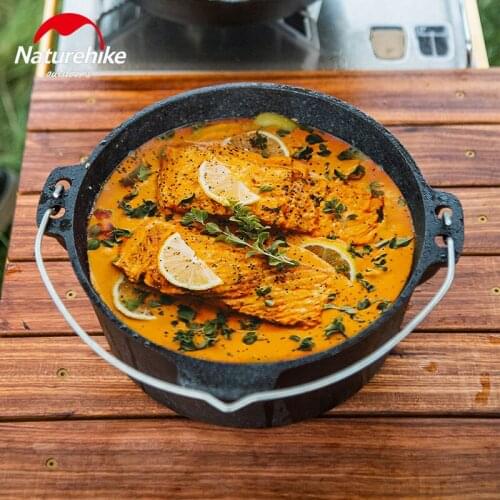 Naturehike Outdoor Multi Purpose Cast iron pot outdoor camping pot portable barbecue hanging pot soup pot stew pot stew pot