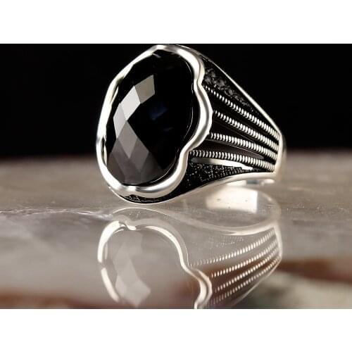 925 sterling Silver Zircon Stone Mens Ring