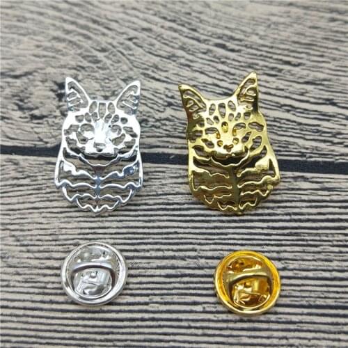 New Maine Coon Cat Brooches and Pins Trendy Animal Metal Suit Brooches Men Fashion Pet Jewellery