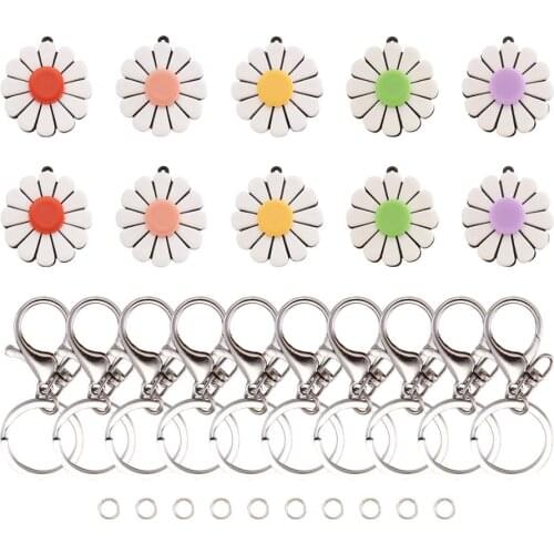 Pandahall Jewelry Making Kits DIY Keychain with Platinum Plated Jump Rings Lobster Claw Clasp Keychain Cellulose Acetate (Resin)