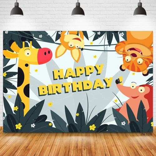Custom Name Wild Animal Party Jungle Decor Backdrops For Photo Studio Newborn Baby Shower Birthday Child Photography Backgrounds