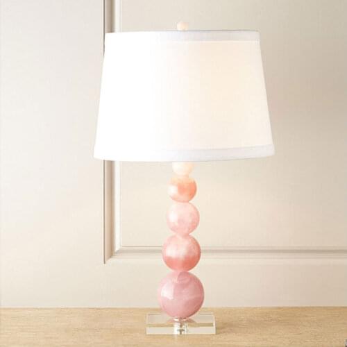 E27 Pink Glass Desk Lamp Contracted Modern American Pastoral European Model Room Girls and Children Room Decoration Table Lamp