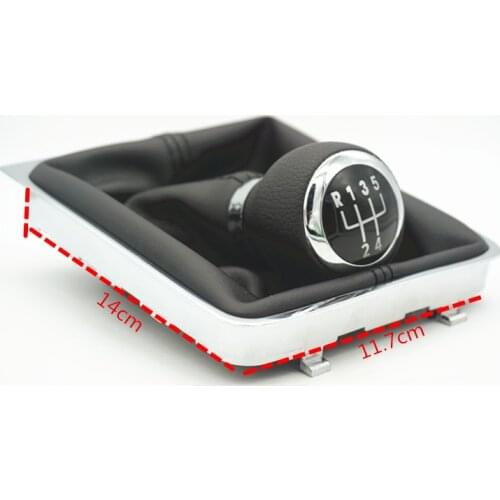 5 Speed Black PU Leather Gear Shift Stick Knob for Passat B6 / B7