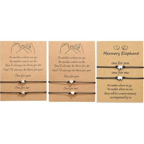 Charm Star Heart Cute Baby Elephant Bracelet Minimalist Black Color Rope String Lucky Bracelet For Women Lovers Bead Jewelry