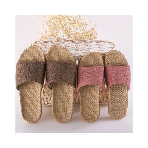Women Summer Linen Slippers Indoor Cooling Sandals Men Casual Flip Flops Anti-Skid Home Couple Footwear Mujer Chanclas