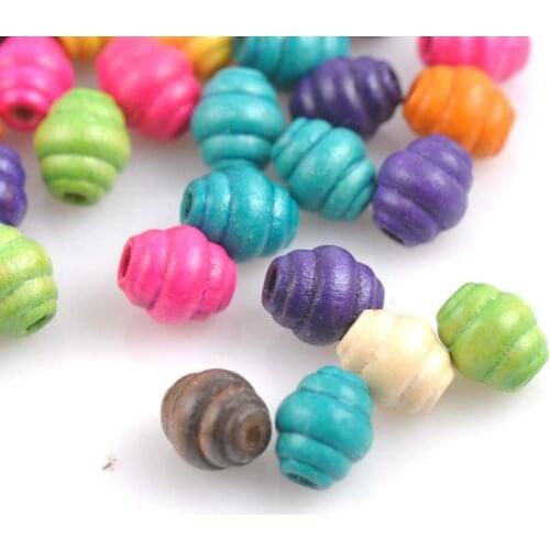 Mixed Round Whorl Wooden Spacer Beads For Jewelry making DIY 11x14mm 100pcs MT0030