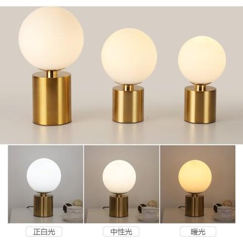 Modern glass ball led wood masa lambası bedside lamp bedside bedroom bedside lamp table lamp