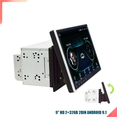 Universal 2DIN 9" Android 9.1 Rotatable Touch Screen Quad-core RAM 2GB ROM+32GB GPS Wifi Mirror Link