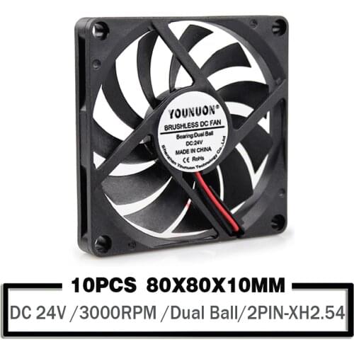 10 Pieces Ball 24V 8010 Fan 80mm 80x80x10mm DC Brushless Cooling Cooler Fan Industrry PC Laptop Computer Case Fans 3000RPM