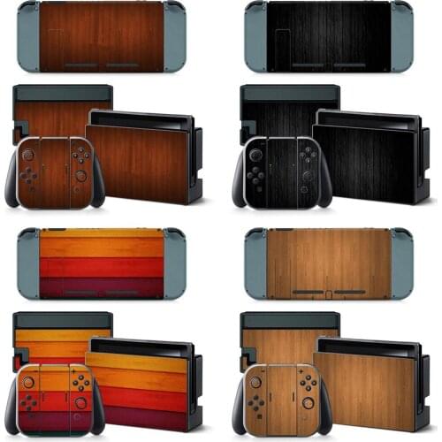 Vinyl Screen Skin Sticker wood designs Protector Stickers for Nintendo Switch NS Console + Controller + Stand Holder Skins