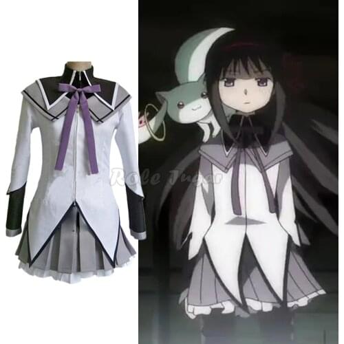 Japanese Anime Puella Magi Madoka Magica Akemi Homura Cosplay Costumes Wig Kaname Madoka Cosplay Maid Dresses School Girl