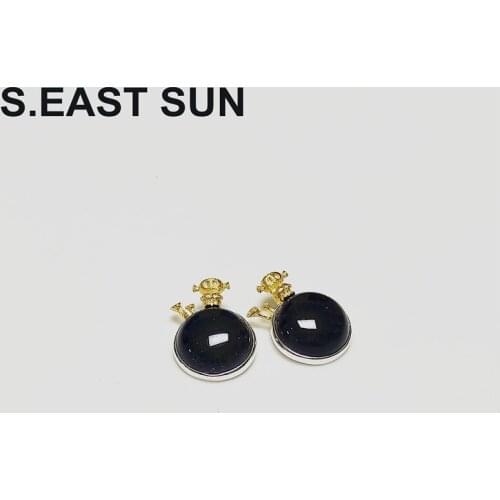 S.EAST SUN S925 Sterling Silver natural gem handmade exquisite womens fashion jewelry blue sandstone pendant no Necklace